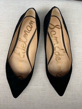 Sam Edelman Black Pointed Toe Suede Flats